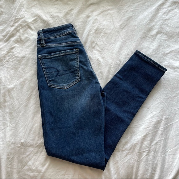 High Rise Dark Wash American Eagle Skinny Jeans Ne(X)t Level Stretch - Picture 4 of 7